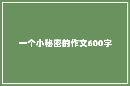 一个小秘密的作文600字