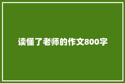 读懂了老师的作文800字
