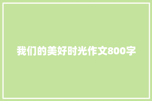 我们的美好时光作文800字