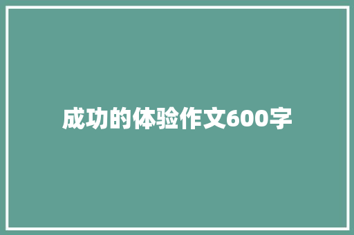 成功的体验作文600字