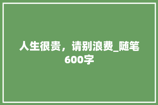 人生很贵，请别浪费_随笔600字