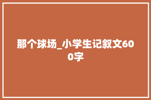 那个球场_小学生记叙文600字