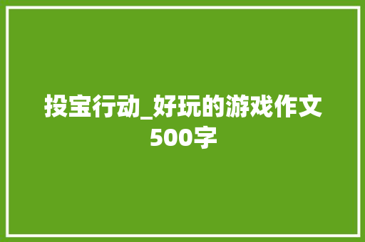 投宝行动_好玩的游戏作文500字