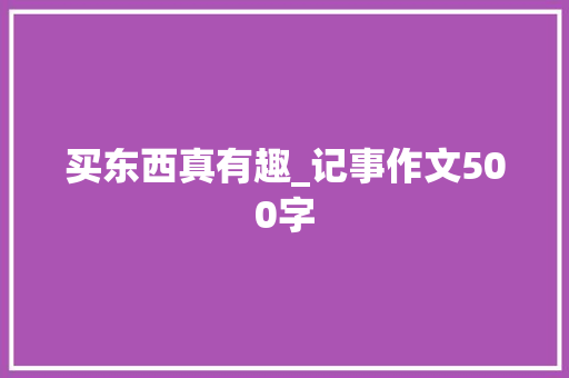 买东西真有趣_记事作文500字