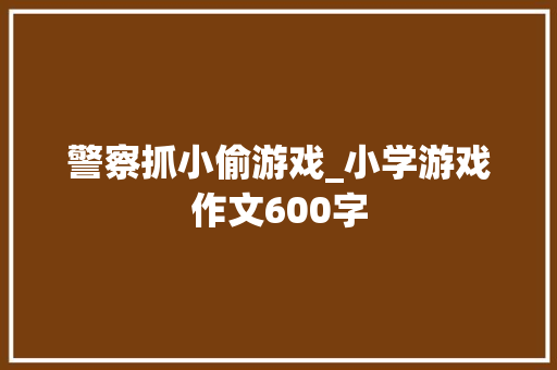 警察抓小偷游戏_小学游戏作文600字