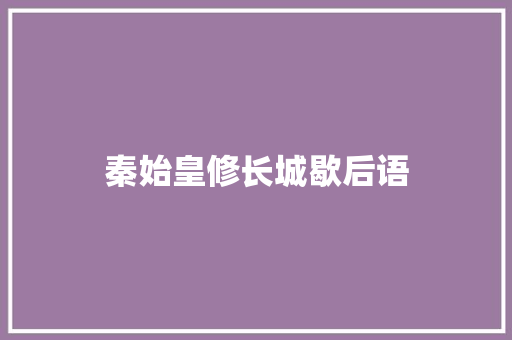秦始皇修长城歇后语