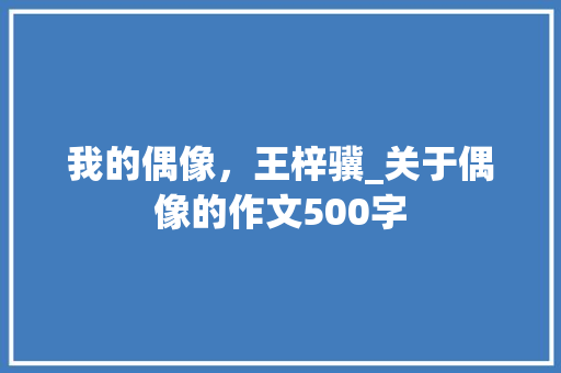 我的偶像，王梓骥_关于偶像的作文500字