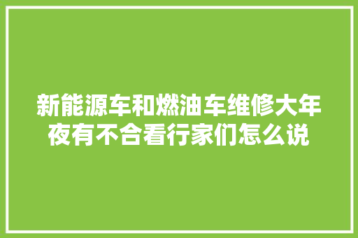 新能源车和燃油车维修大年夜有不合看行家们怎么说