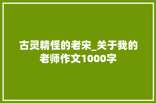 古灵精怪的老宋_关于我的老师作文1000字