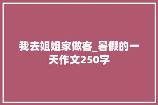 我去姐姐家做客_暑假的一天作文250字