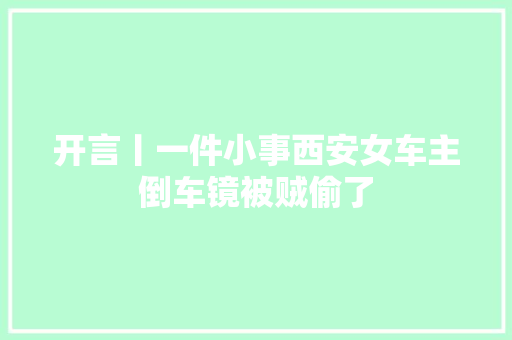 开言丨一件小事西安女车主倒车镜被贼偷了
