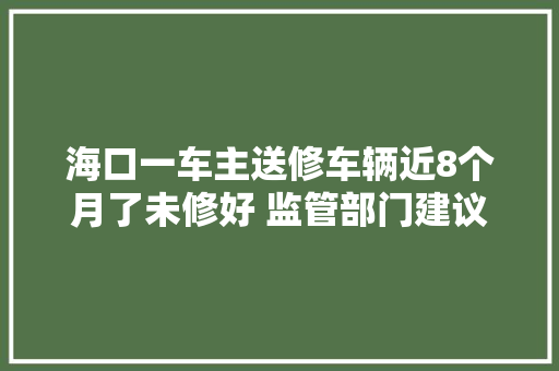 海口一车主送修车辆近8个月了未修好 监管部门建议经由进程司秘诀路维权 汽车知识