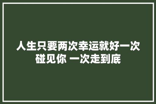 人生只要两次幸运就好一次碰见你 一次走到底
