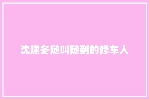 沈建冬随叫随到的修车人