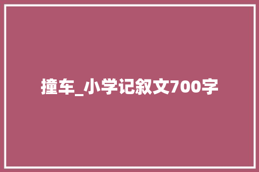 撞车_小学记叙文700字