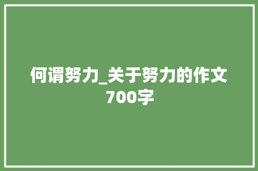 何谓努力_关于努力的作文700字