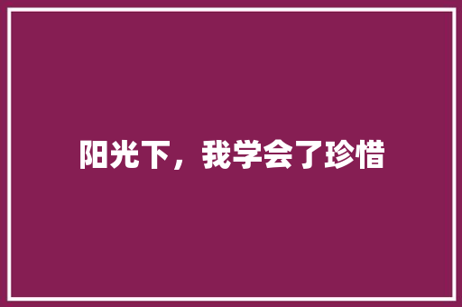 阳光下，我学会了珍惜