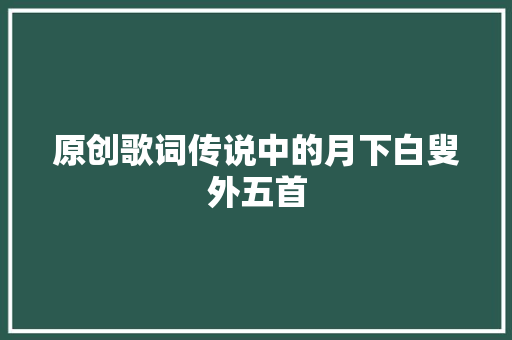 原创歌词传说中的月下白叟外五首 休闲娱乐