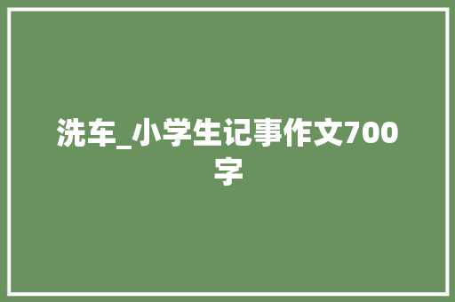 洗车_小学生记事作文700字