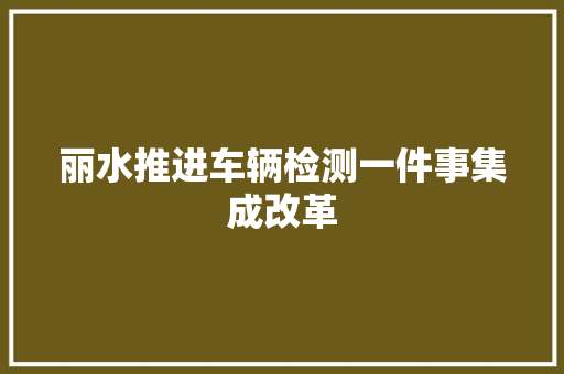 丽水推进车辆检测一件事集成改革 汽车知识