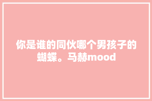 你是谁的同伙哪个男孩子的蝴蝶。马赫mood