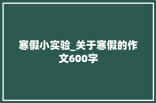 寒假小实验_关于寒假的作文600字