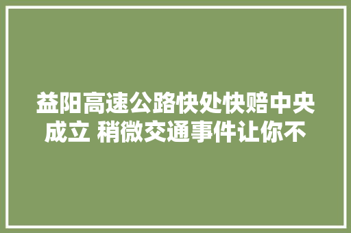 益阳高速公路快处快赔中央成立 稍微交通事件让你不纠结 汽车知识
