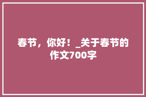 春节，你好！_关于春节的作文700字