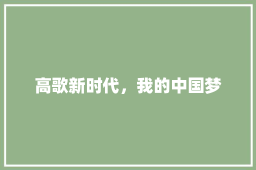 高歌新时代，我的中国梦