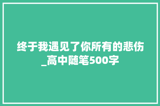 终于我遇见了你所有的悲伤_高中随笔500字