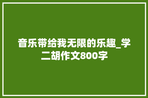 音乐带给我无限的乐趣_学二胡作文800字