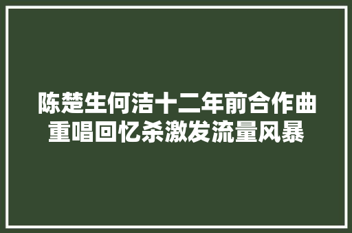 陈楚生何洁十二年前合作曲重唱回忆杀激发流量风暴 休闲娱乐