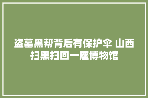 盗墓黑帮背后有保护伞 山西扫黑扫回一座博物馆