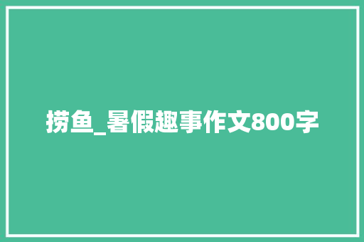 捞鱼_暑假趣事作文800字