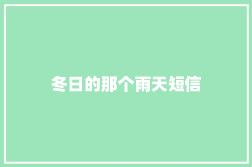 冬日的那个雨天短信