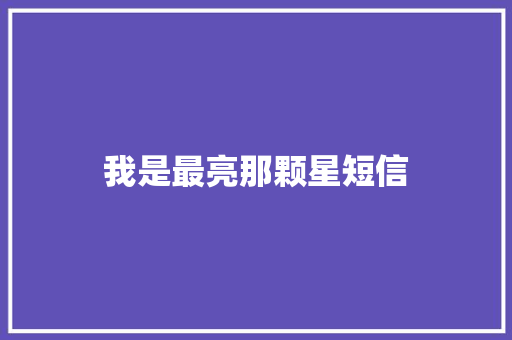 我是最亮那颗星短信 知识百科