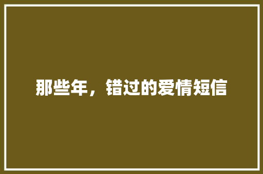 那些年，错过的爱情短信