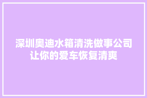 深圳奥迪水箱清洗做事公司让你的爱车恢复清爽 汽车知识