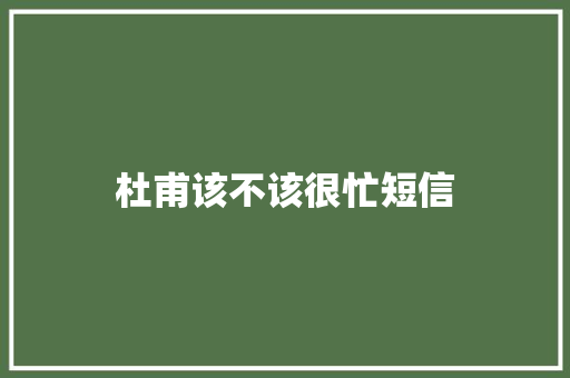 杜甫该不该很忙短信