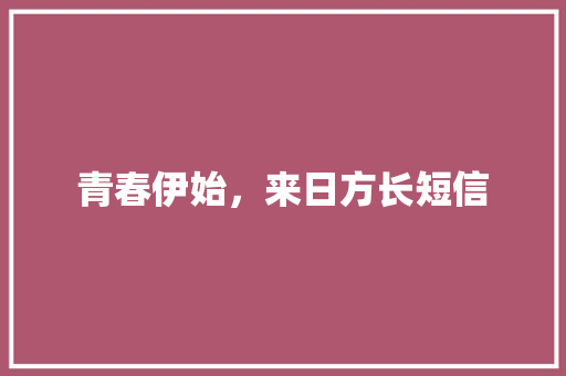 青春伊始，来日方长短信