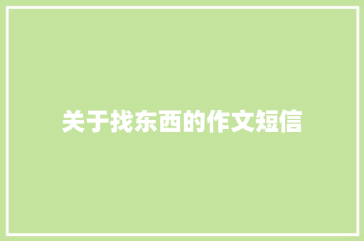 关于找东西的作文短信