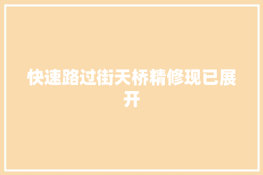 快速路过街天桥精修现已展开 汽车知识