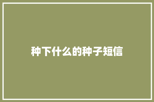 种下什么的种子短信