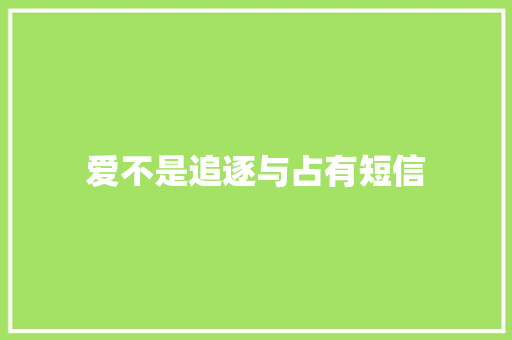爱不是追逐与占有短信