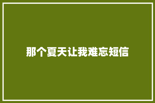 那个夏天让我难忘短信