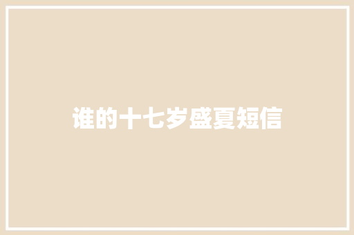 谁的十七岁盛夏短信