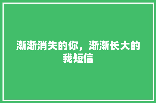 渐渐消失的你，渐渐长大的我短信