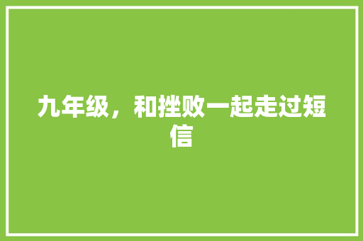九年级，和挫败一起走过短信