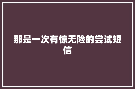 那是一次有惊无险的尝试短信