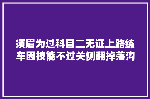 须眉为过科目二无证上路练车因技能不过关侧翻掉落沟 汽车知识